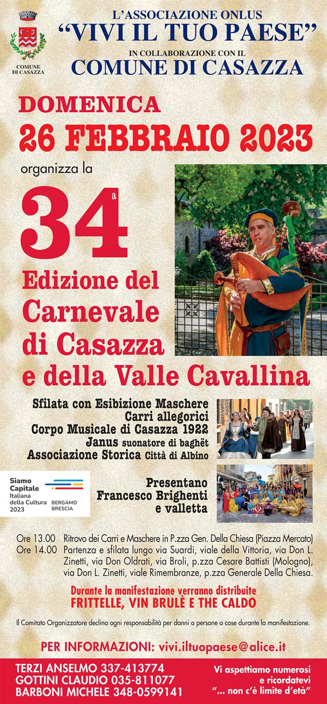 Immagine che raffigura 34 Edizione del Carnevale di Casazza e della Val Cavallina 26/02/23
